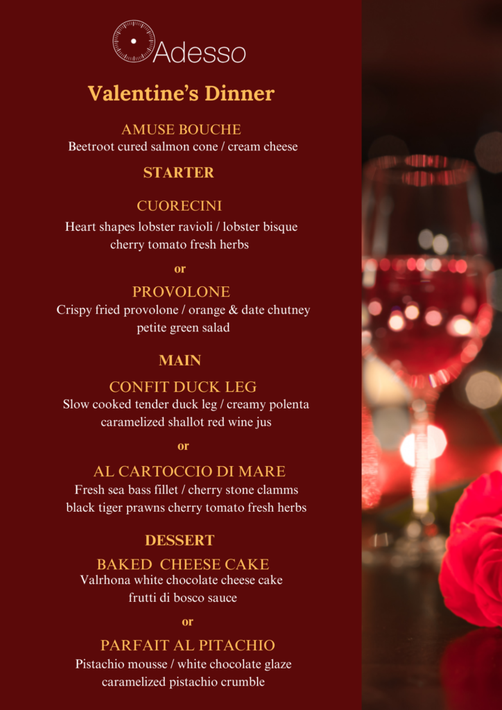 Valentines Menu 2025